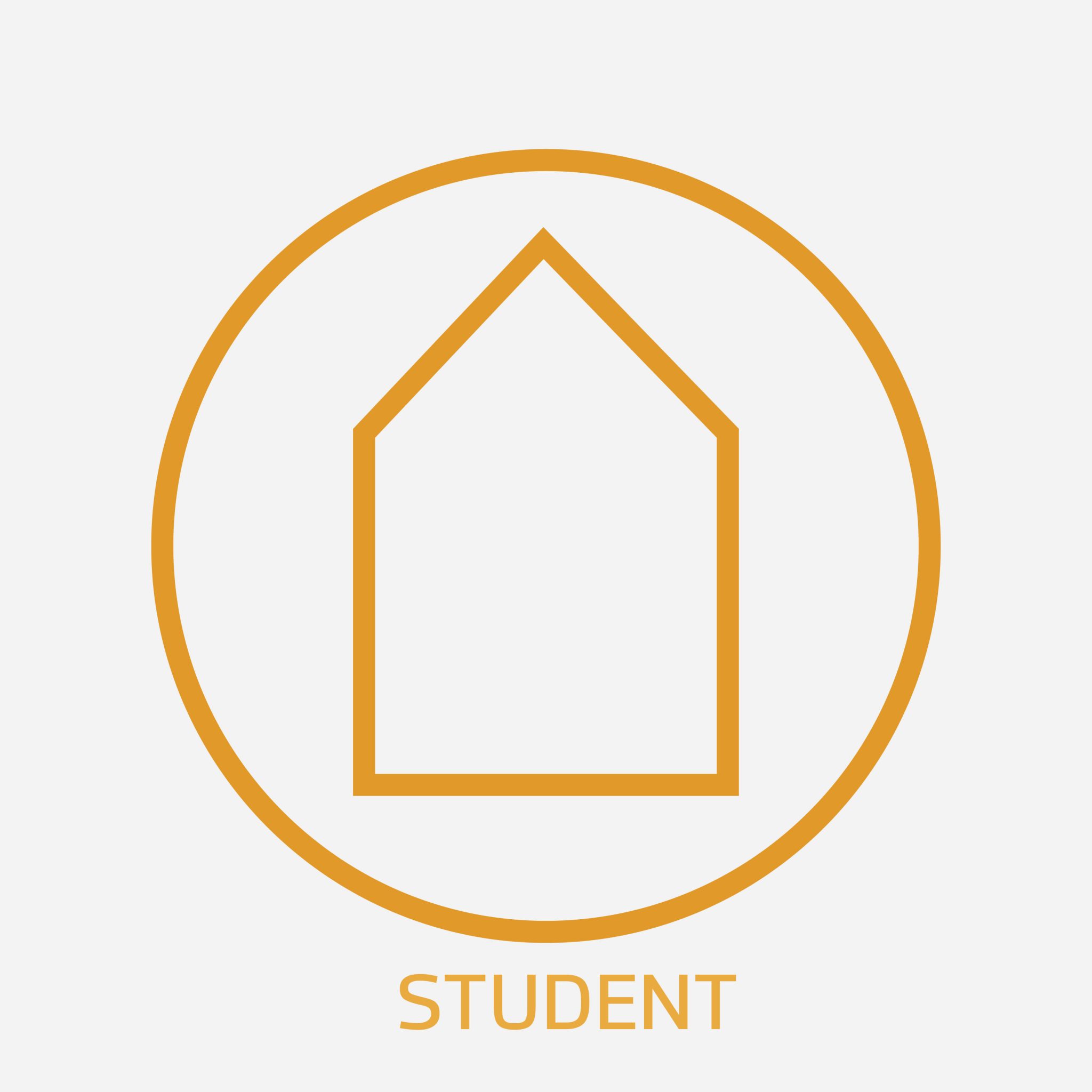 Orange Guildhouse logo with a white background, with the text 'student' below