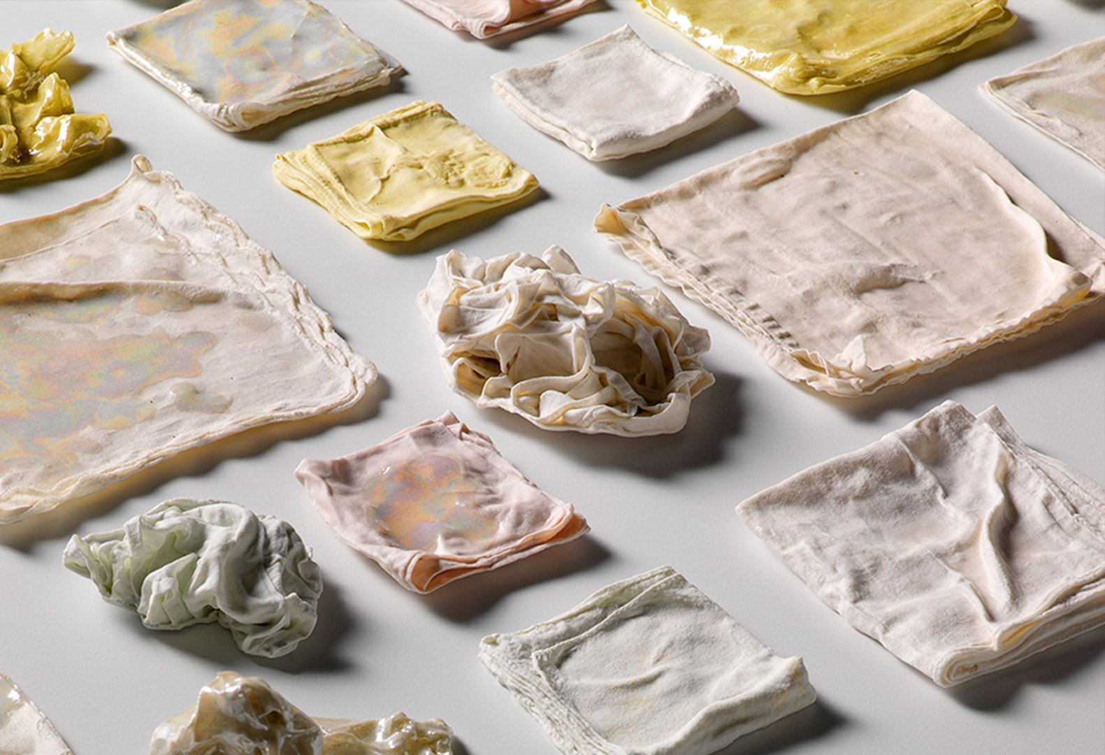 A detailed photograph of one of Honor Freeman's colourful porcelain works