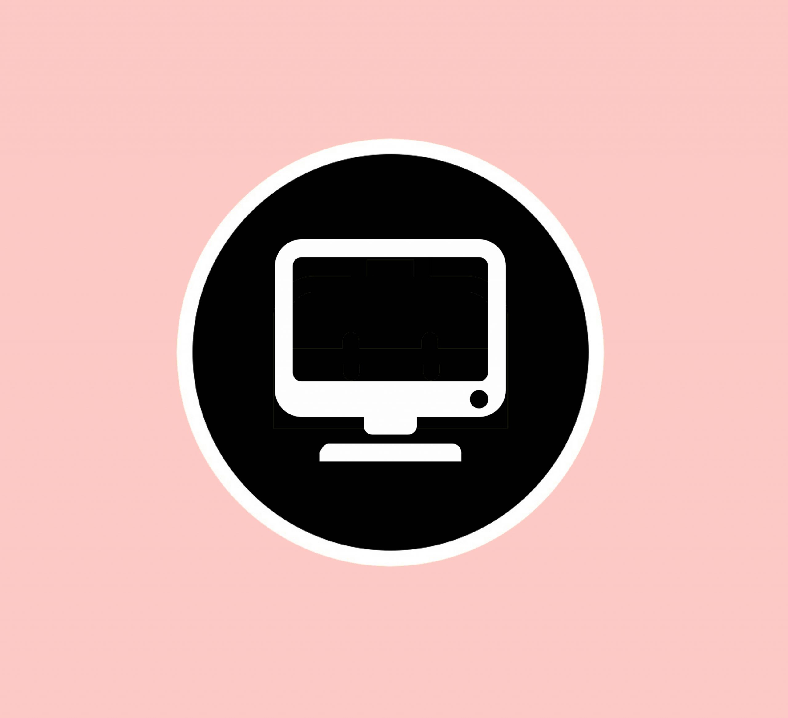 Simple black and white logo of a pencil and paper, with a blue background
