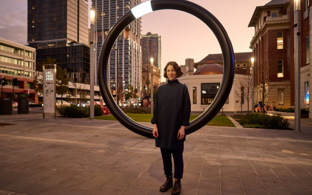 Sundari Carmody unveils her new sculpture at Lot Fourteen in partnership with Guildhouse and the Space Discovery Centre